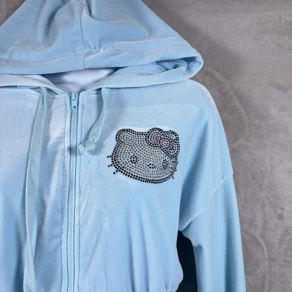 FOREVER‎ 21 x Hello Kitty Velour Tracksuit Womens Size Small Baby Blue Y2K